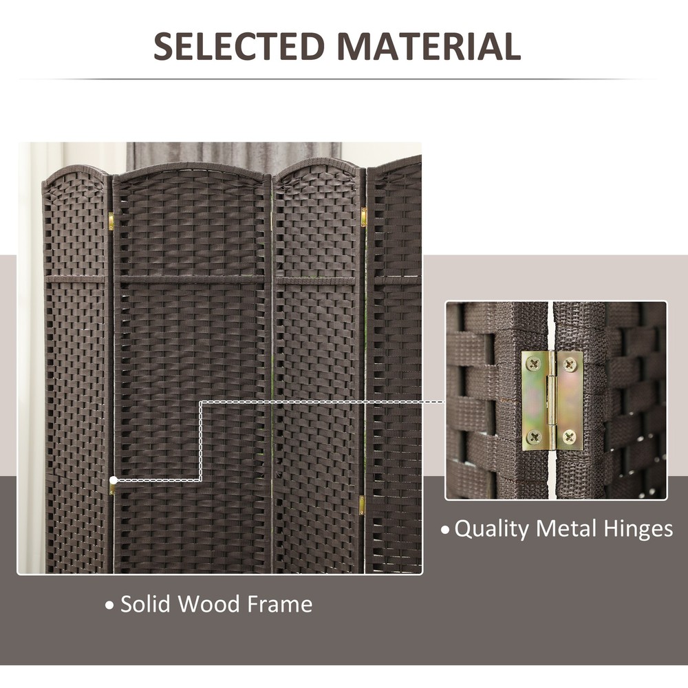 4 Panel Room Divider Freestanding Folding Privacy Screen Brown