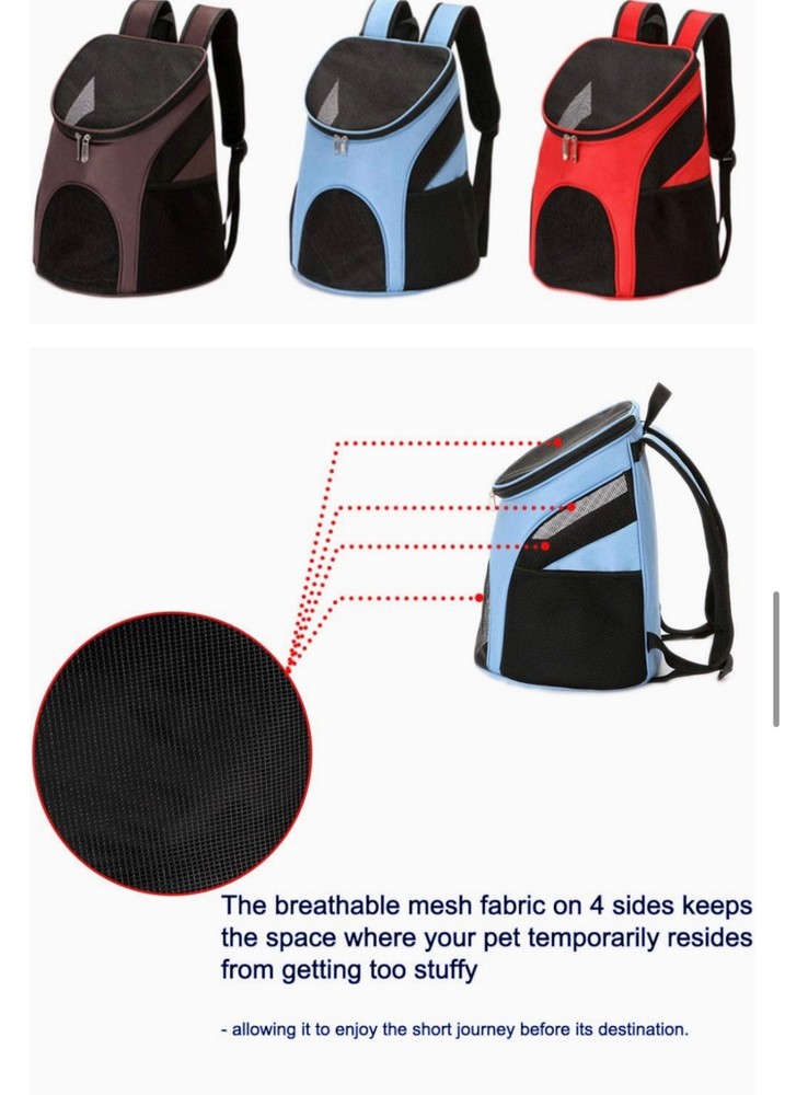 Breathable Backpack Pet Carrier - Adjustable Straps, Side Pockets, Large Opening