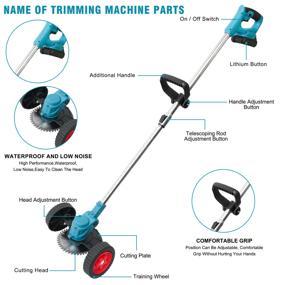 Electric Cordless Grass String Trimmer Lawn Edger Weed Eater Wacker + 2 Battery