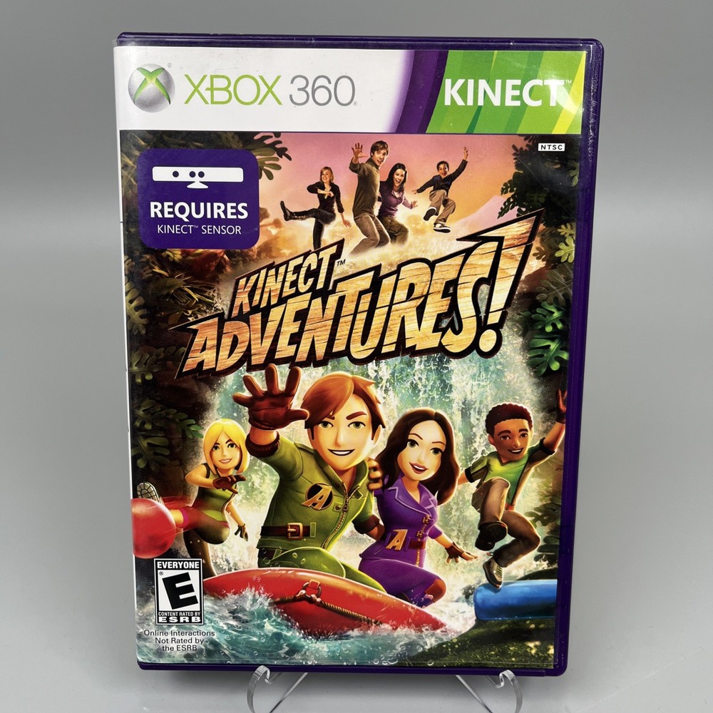 Xbox 360 Kinect Sensor 3 Game Bundle Adventures Wipeout & Just Dance 3 TESTED