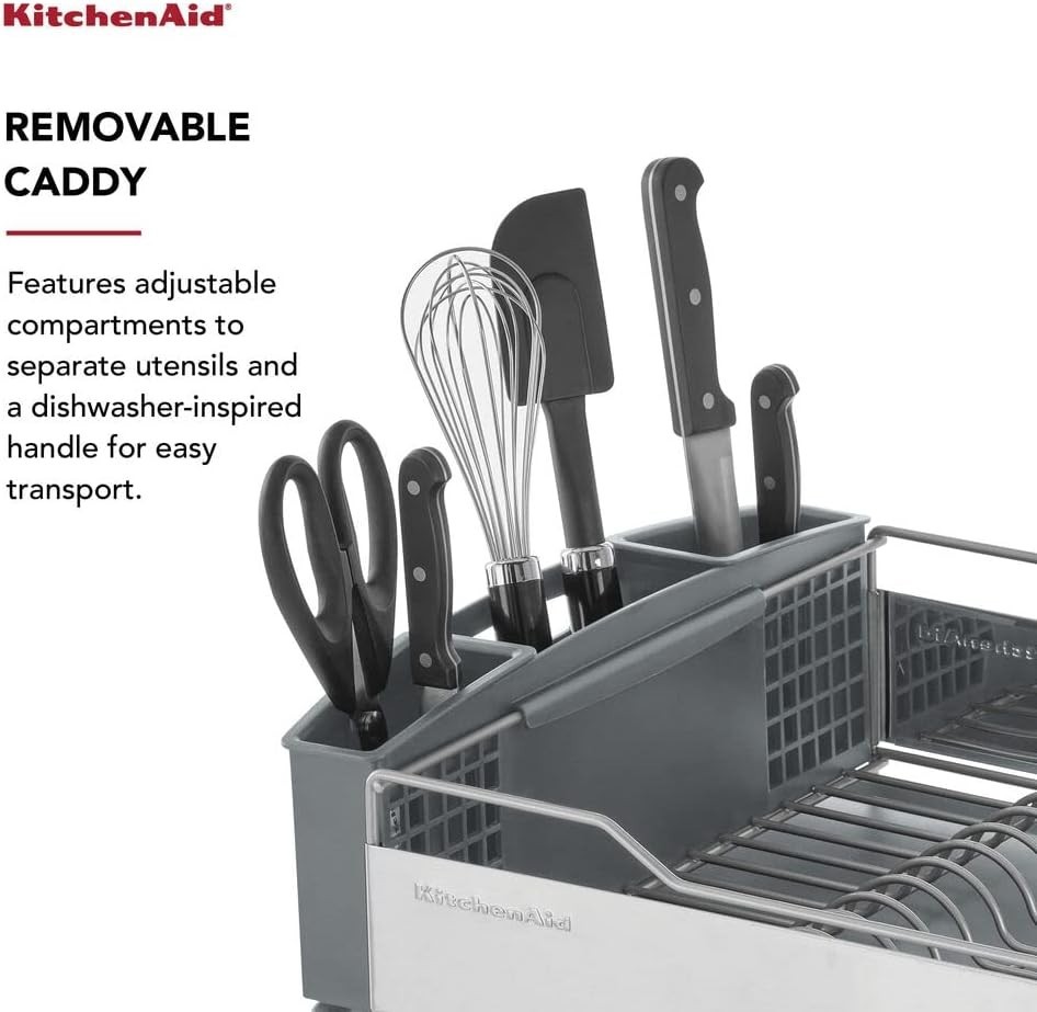 Large Capacity Full Size Rust Resistant Dish Rack with Angled Drain Board and Re