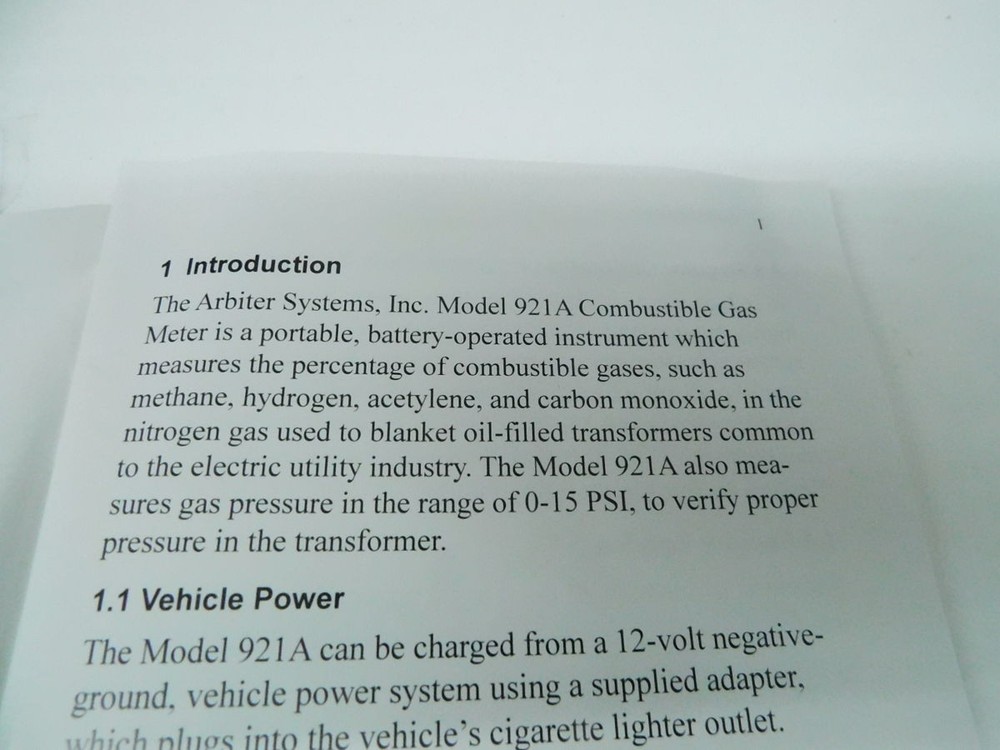 ARBITER SYSTEMS 921A COMBUSTIBLE GAS METER M7369