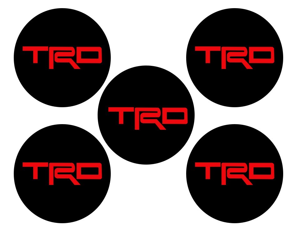2" Toyota TRD Wheel Center Cap Overlay , Vinyl Decal Sticker sheet of 5