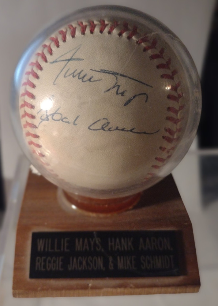 Schmidt / Aaron / Mays / Jackson Auto Baseball With Name Tags