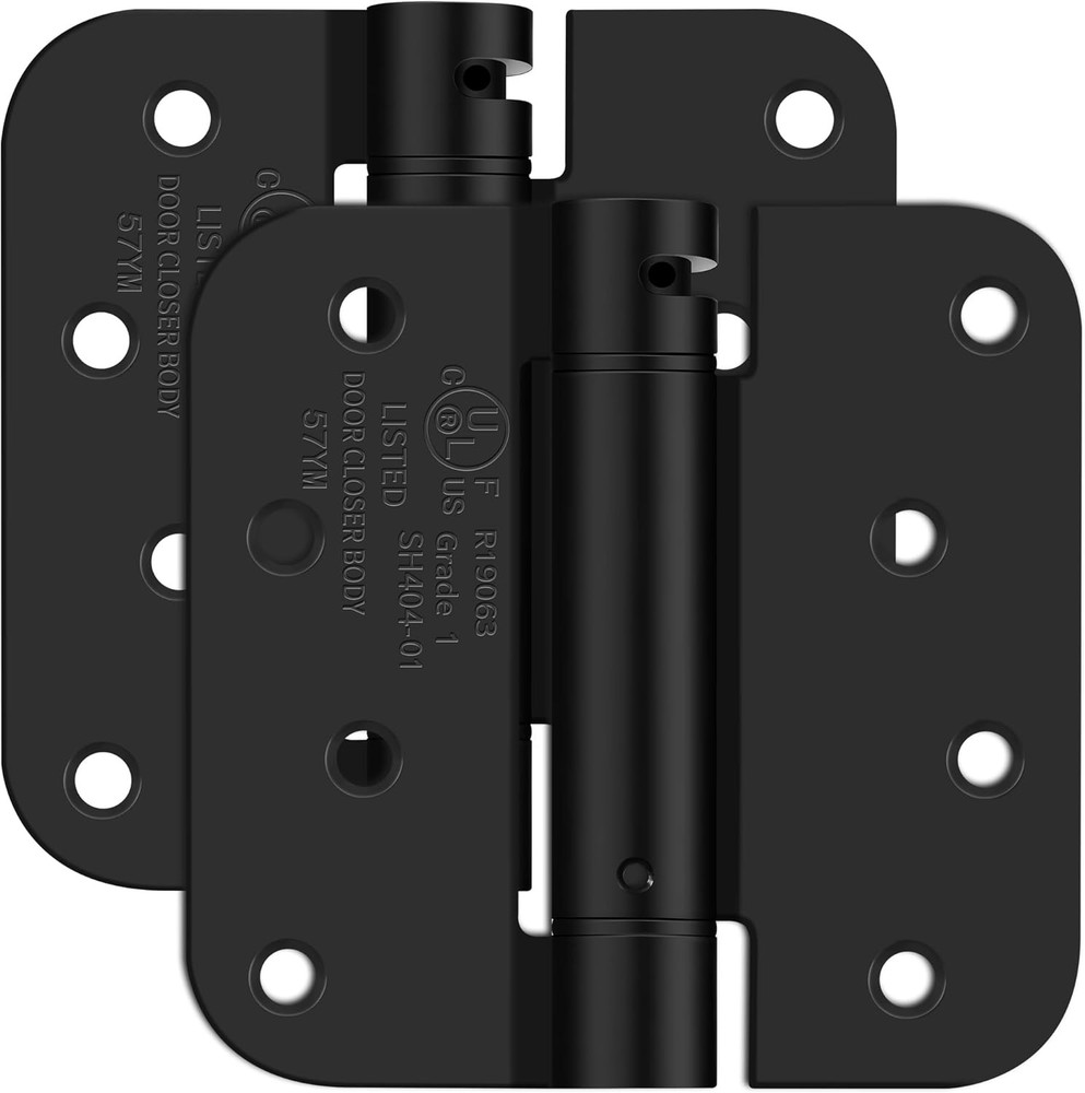 2 Pack 4 Inch Self Closing Door Hinges, 5/8" Radius Corners Spring Loaded Hinges