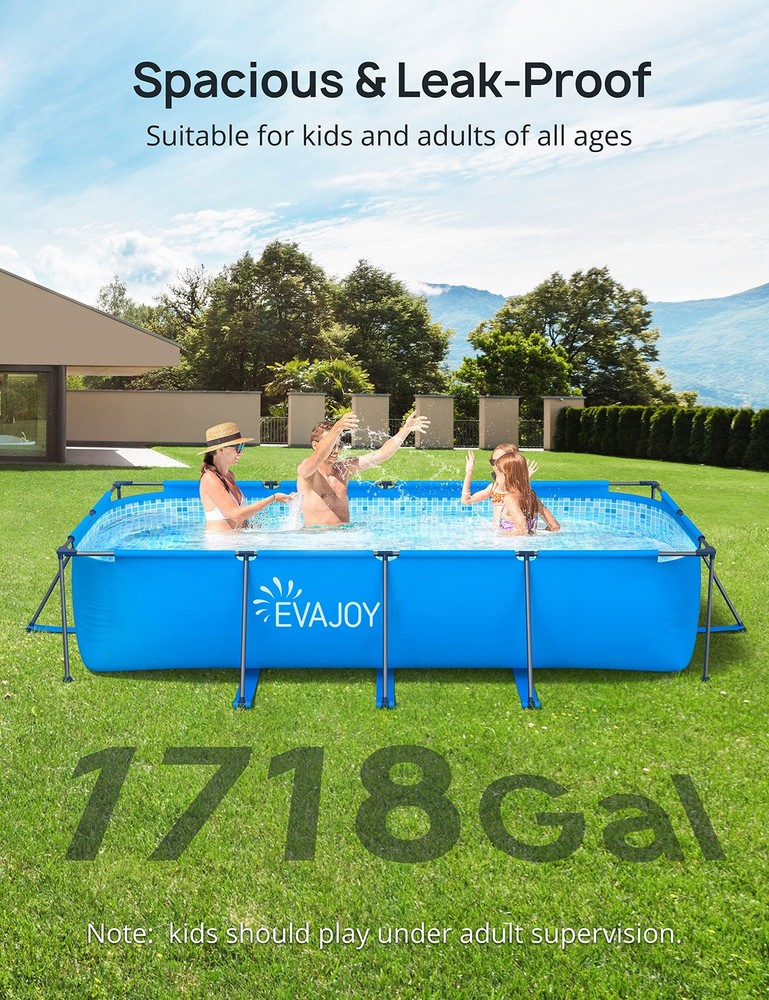 Above-Ground Metal Frame Swimming Rectangular Pool 14ft x 7ft x 33in