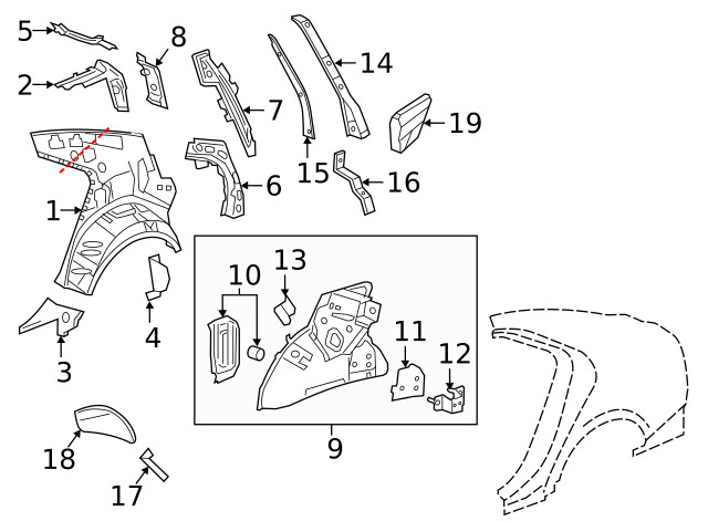 Genuine GM Driver Side Quarter Inner Panel Extension 23159213