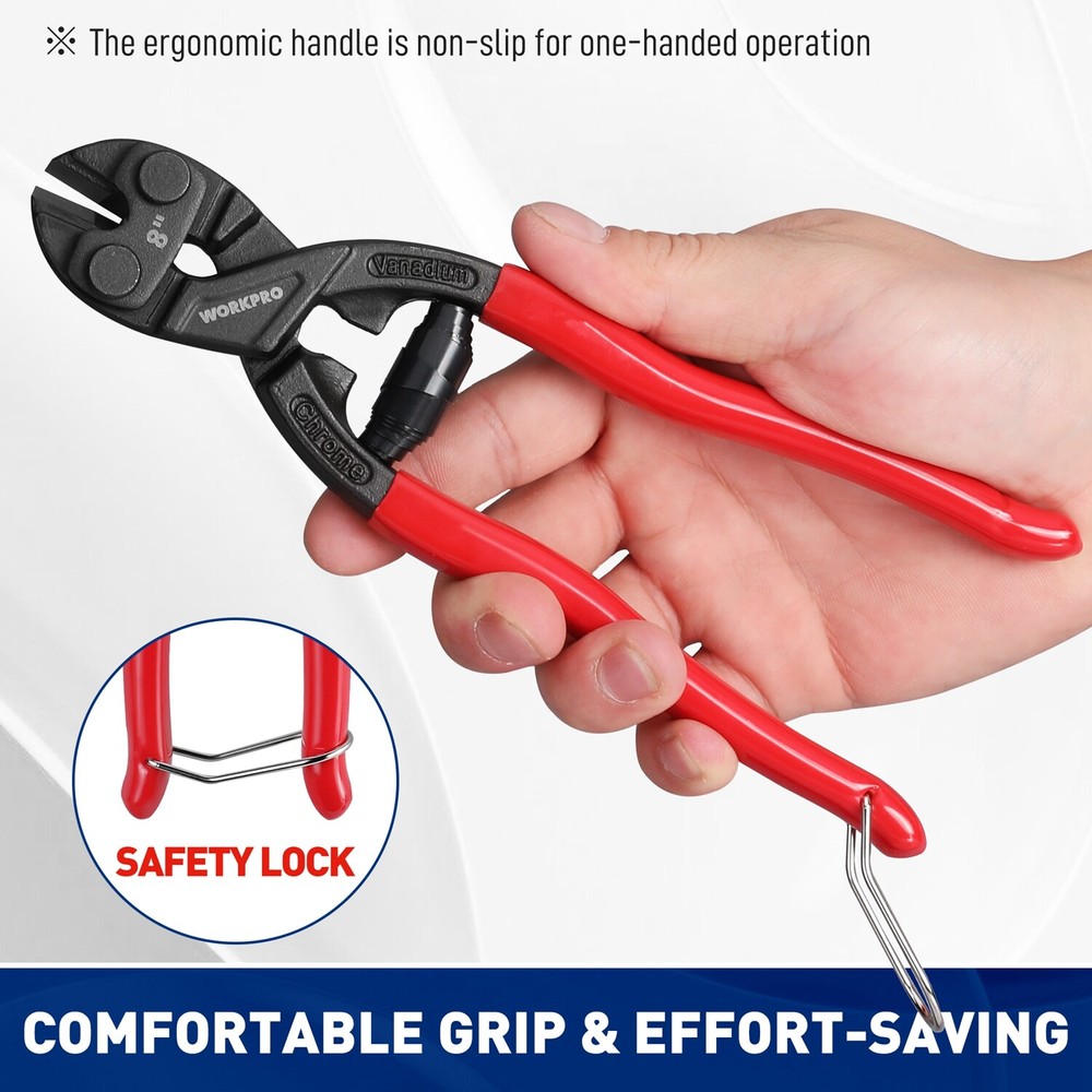 WORKPRO 8" Mini Bolt Cutter Compact Bolt Cutters for Cutting Wire Cables Chains