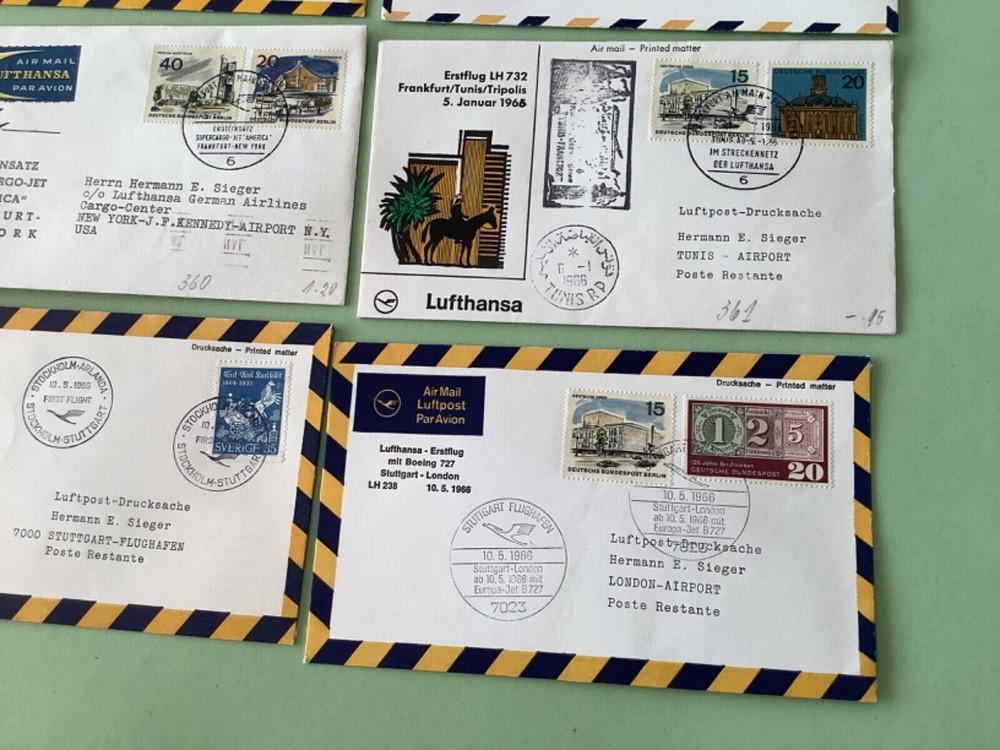 Airmail flight cover mixed world 9 items Ref A1468