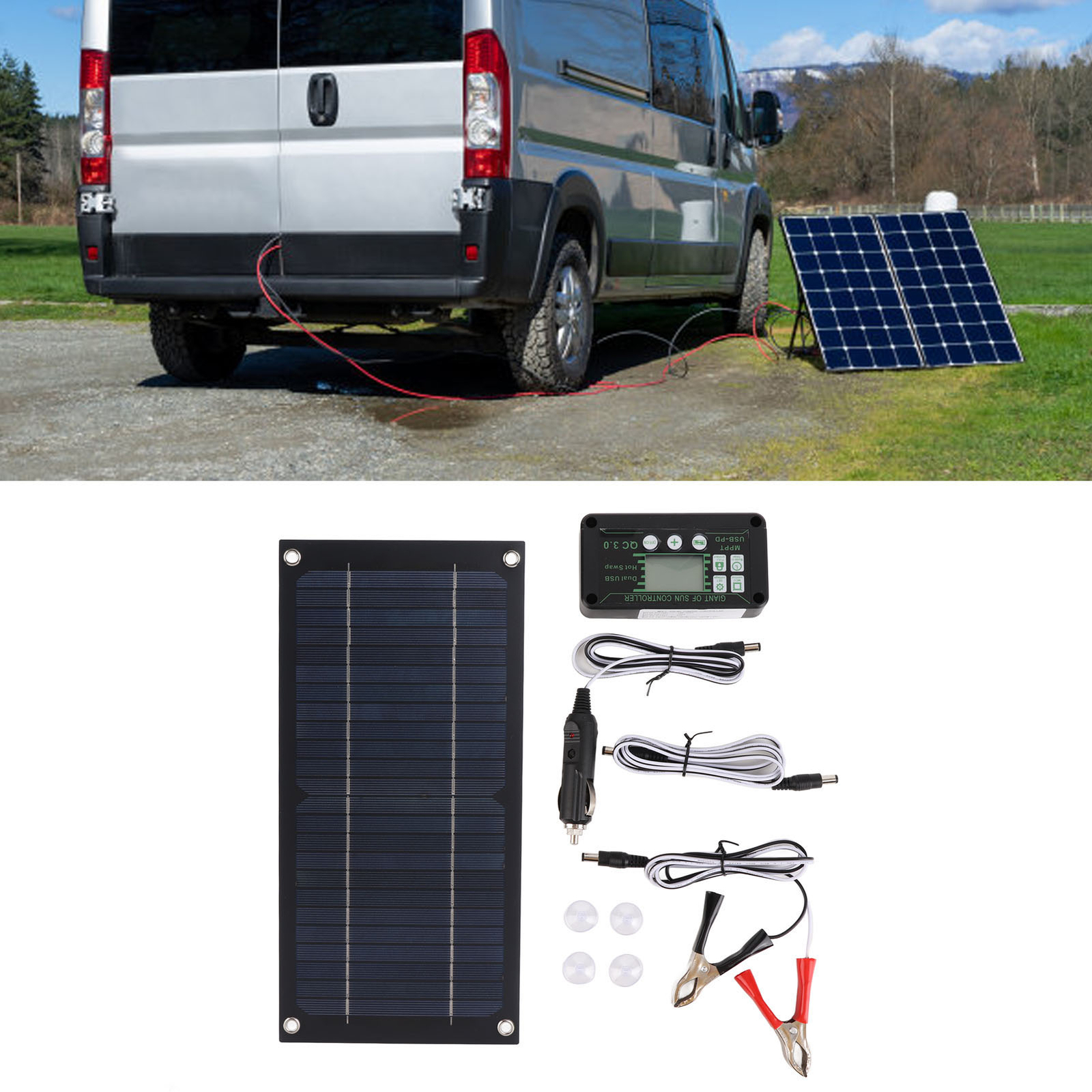 600W Solar Panel Kit 100A 12V Battery Charger w/ Controller Caravan Boat RV Car
