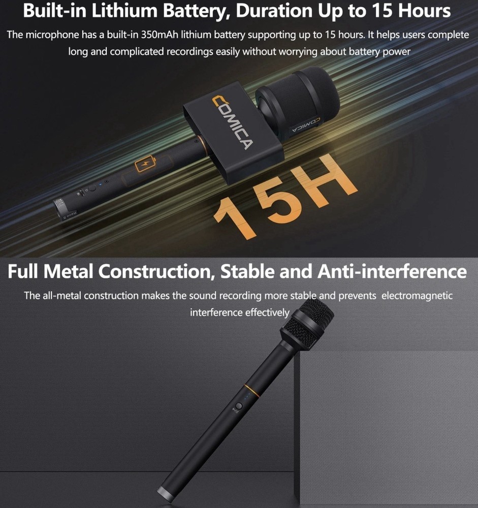COMICA Revo S Wireless Reporter Microphone Compatible with Windows Mac OS Stream