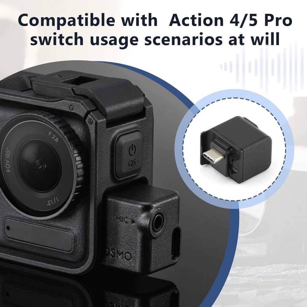 3.5mm Audio Adapter for DJI Osmo Action 5Pro Mic Black