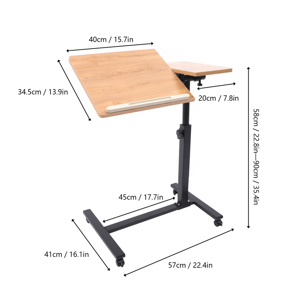 Home Office Laptop Desk Rolling Adjustable 360 Rotation Computer Mobile Stand