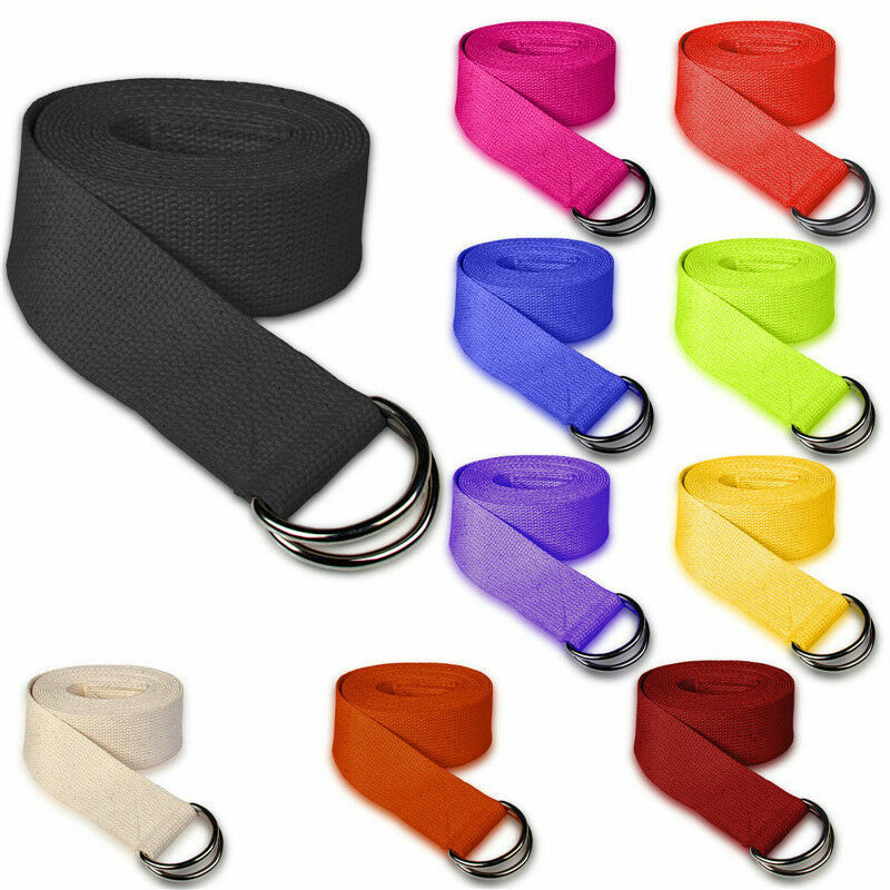125 Inch/10.5 Feet/3.2M Fitness Exercise Yoga Strap Durable Cotton Metal D-Ring