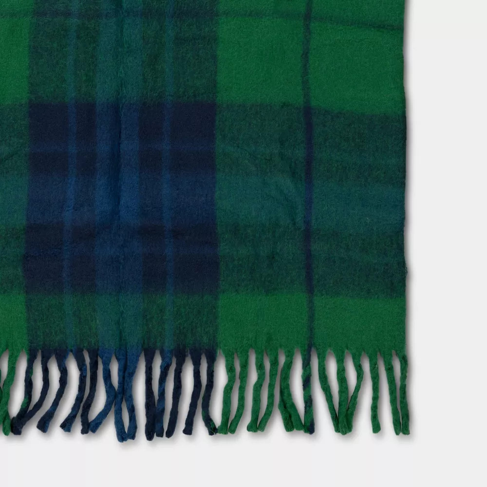 Woven Plaid Throw Blanket Dark Green - Threshold
