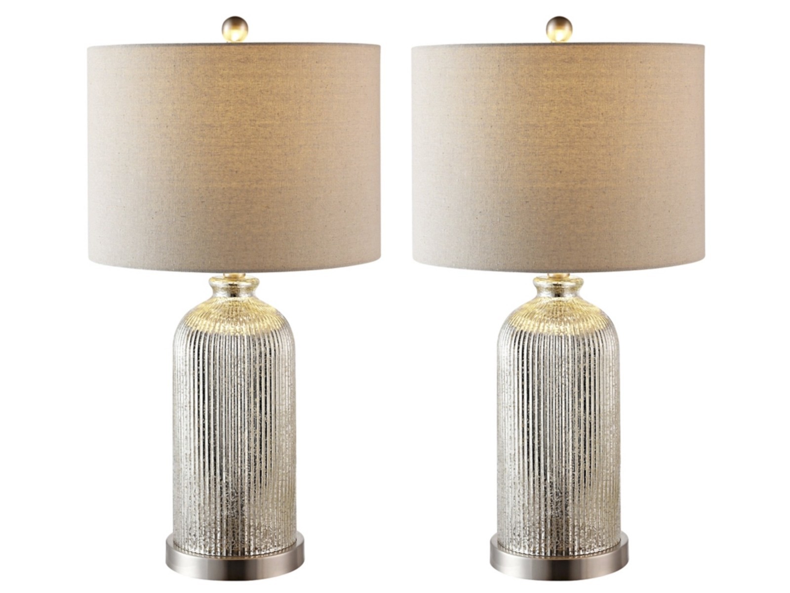 SET OF 2 Safavieh 26" Mercury Glass Table Lamp Set of 2 Silver Ivory Shade