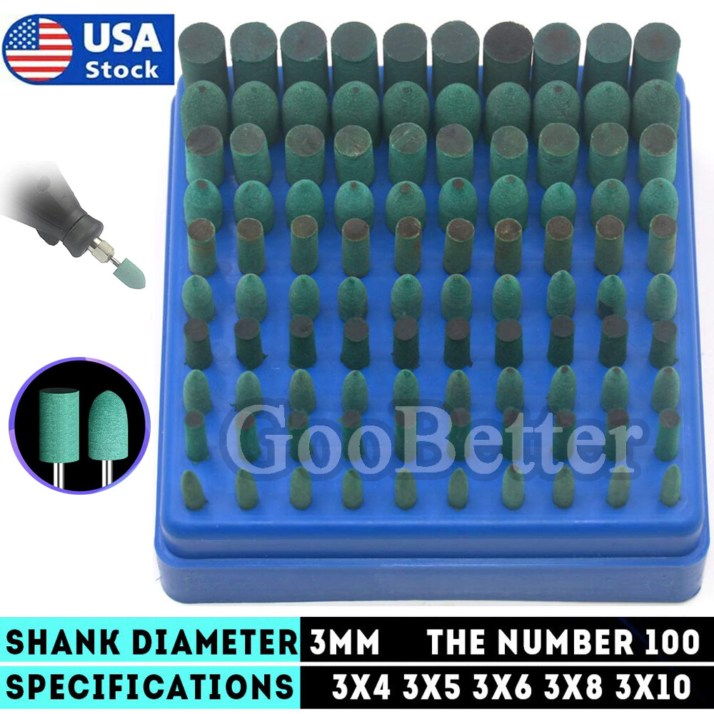 100Pcs Rubber Polishing Points Bit Grinding Head Power Rotary Tool For Dremel