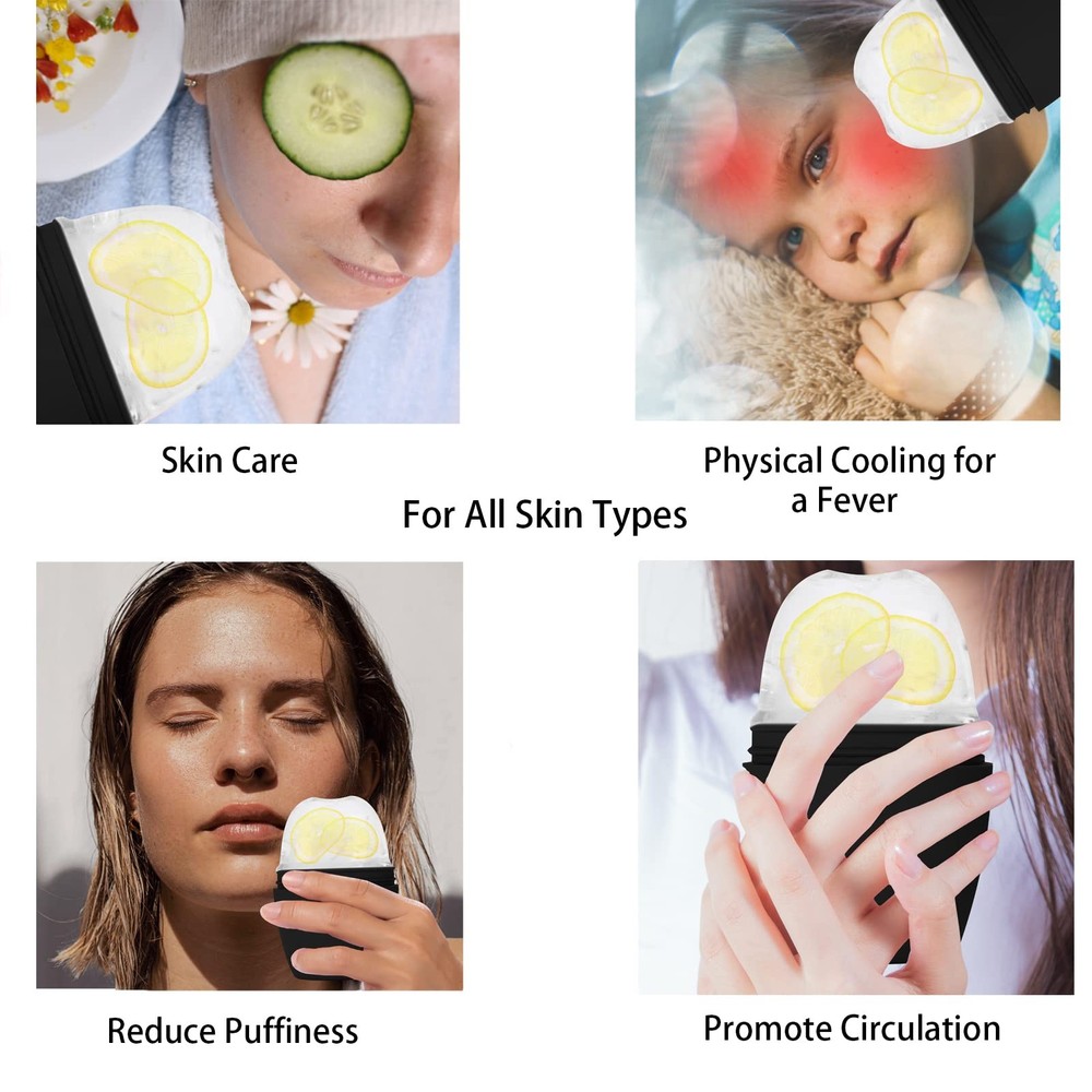 Evmliy 2Pack Ice Face Roller, Silicone Roller for to 2Pack, Black