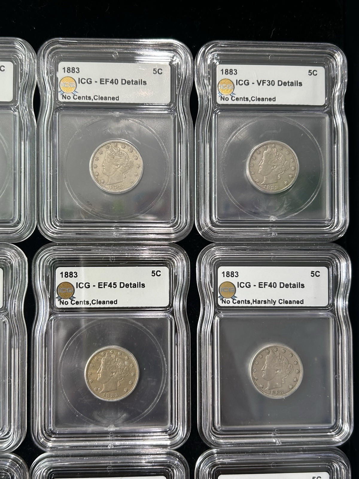 SASA Lot Of (12) 1883-1911 liberty V nickel ICG Graded Details