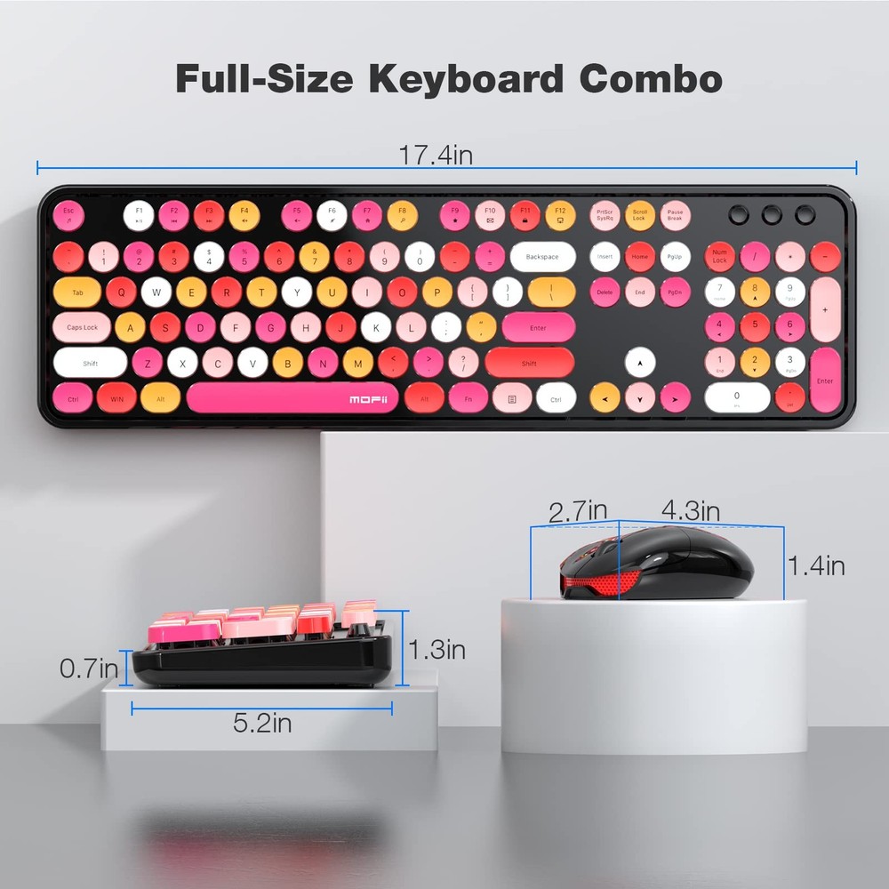 Wireless Keyboard and Mouse Combo Retro Typewriter Style for PC Windows