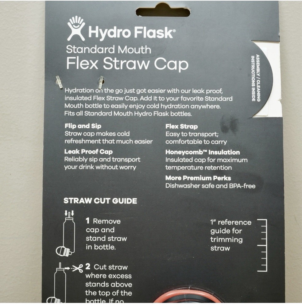HYDRO FLASK Standard Mouth FLEX STRAW CAP w/ Two Replacement Straws