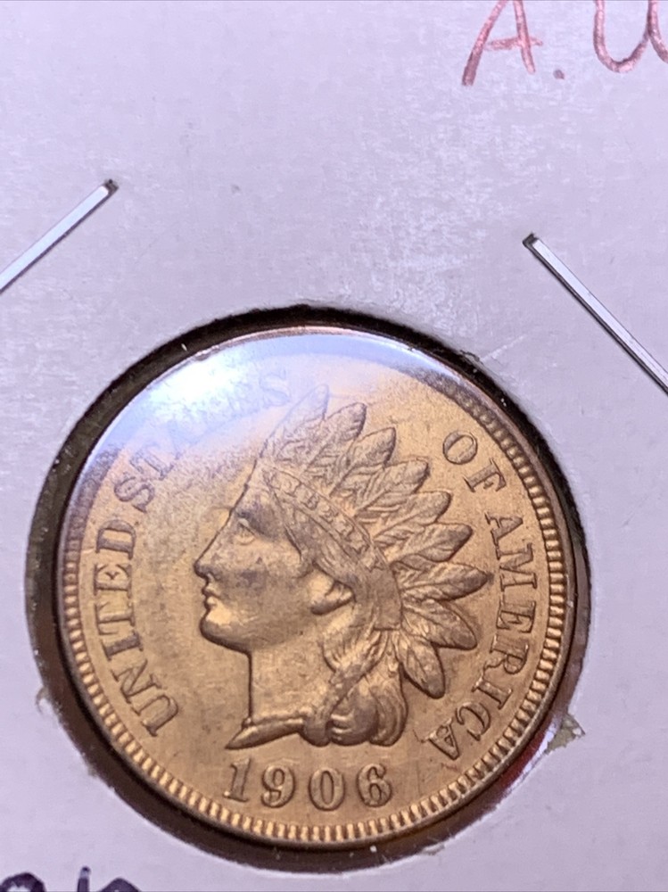 1906 INDIAN HEAD CENT ~ AU+ Condition RB ~ NICE DIE CLASHING!