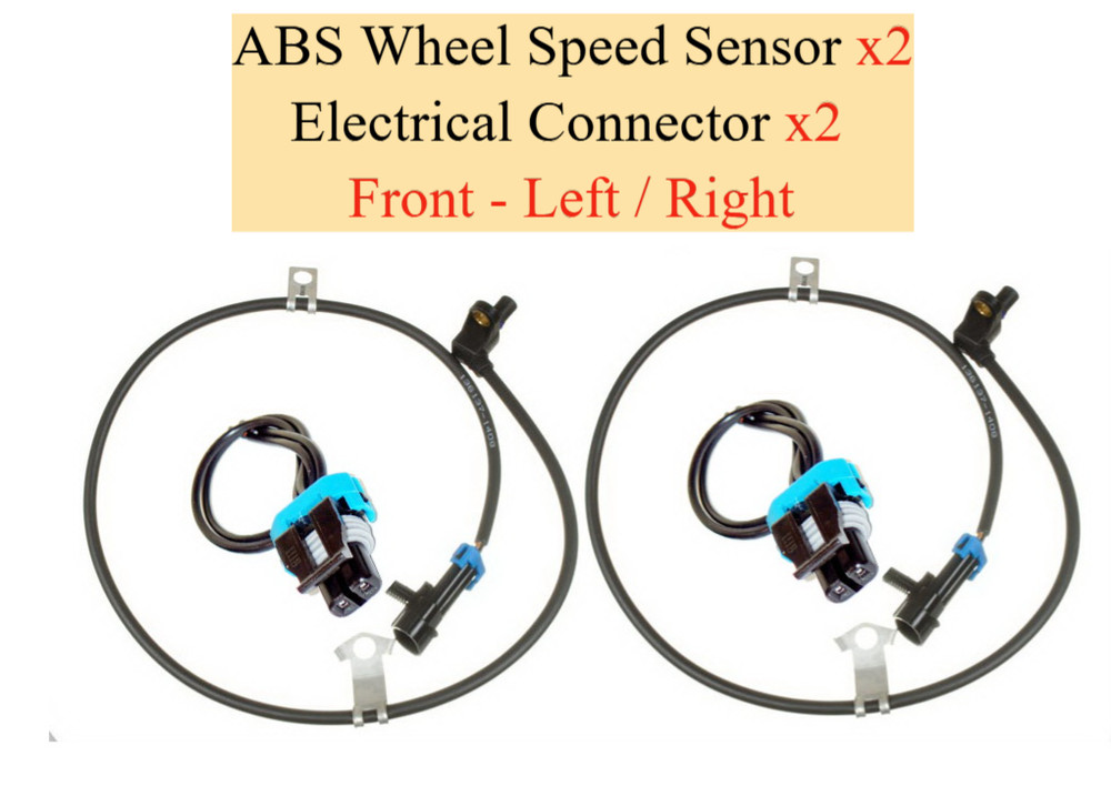 Set 2 ABS Wheel Speed Sensor W/ Connector Front-Right & Left Fits: Chevrolet GMC