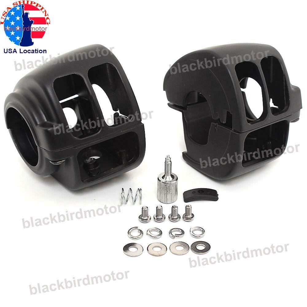 Black Handlebar Switch Housing Hand Control Kit For Harley Touring Softail FXR
