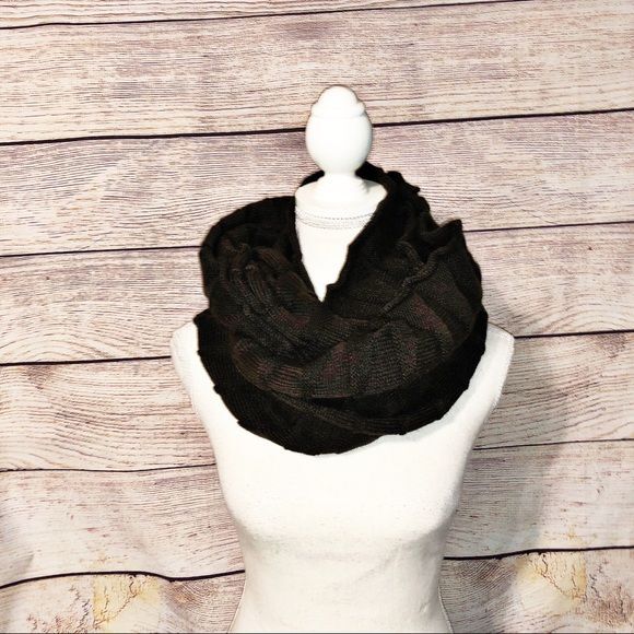 Brown Knit Infinity Scarf