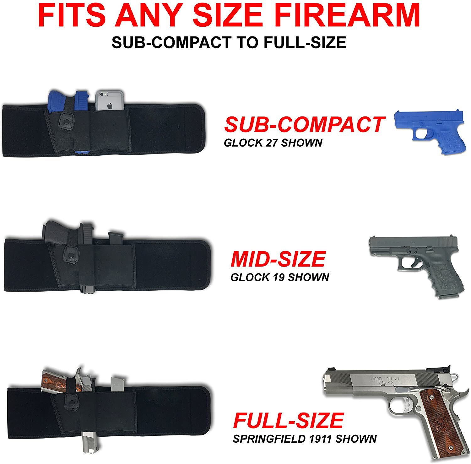 Belly Band Holster for Concealed Carry Fits Glock Sig S&W 9m IWB/OWB 2500+ SOLD