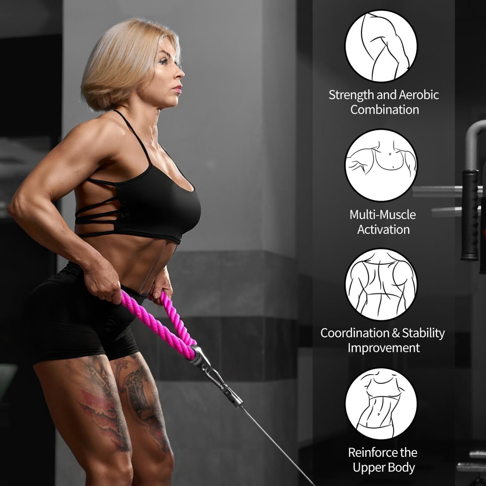 Tricep Rope, 27 Inches Cable Machine Attachment, Pull down Attachments with Cara