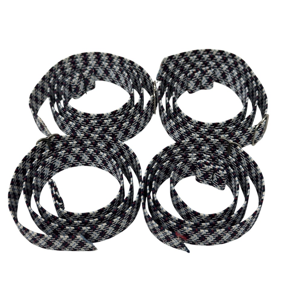 4pc Heavy Duty Elastic Webbing Straps - ZigZag Pattern - Adjustable Metal Buckle