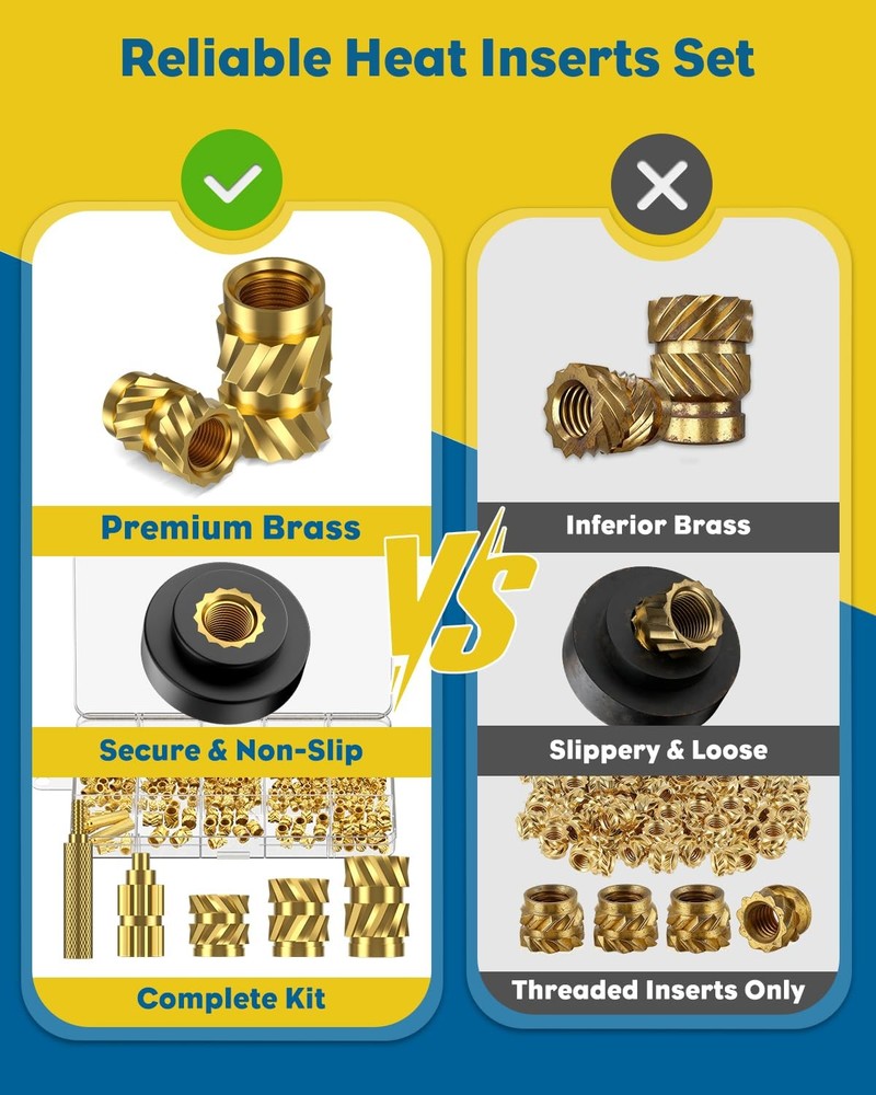 Vibit 451 Pcs Threaded Inserts for 451 (Threaded Ket), Gold