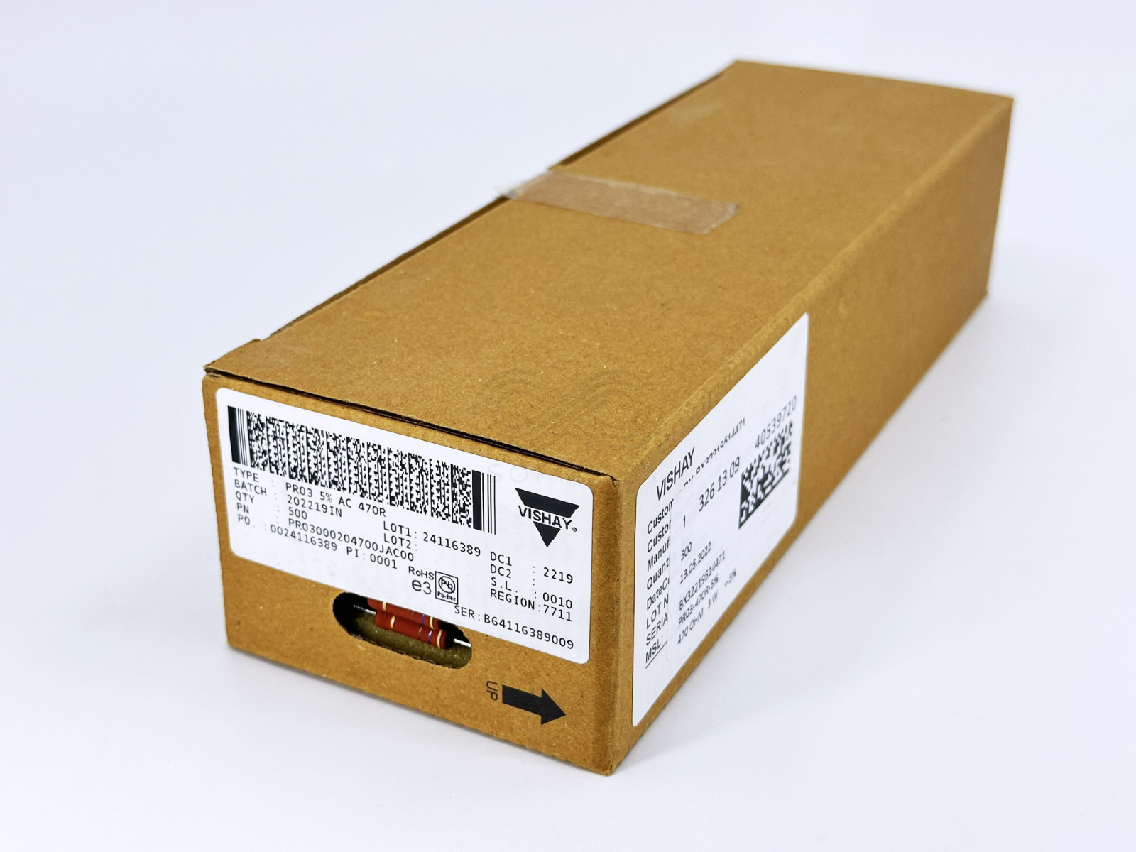 25PCS PR03000204700JAC00 Vishay 470Ohm 5% 3W Metal Film Flameproof Resistor PR03