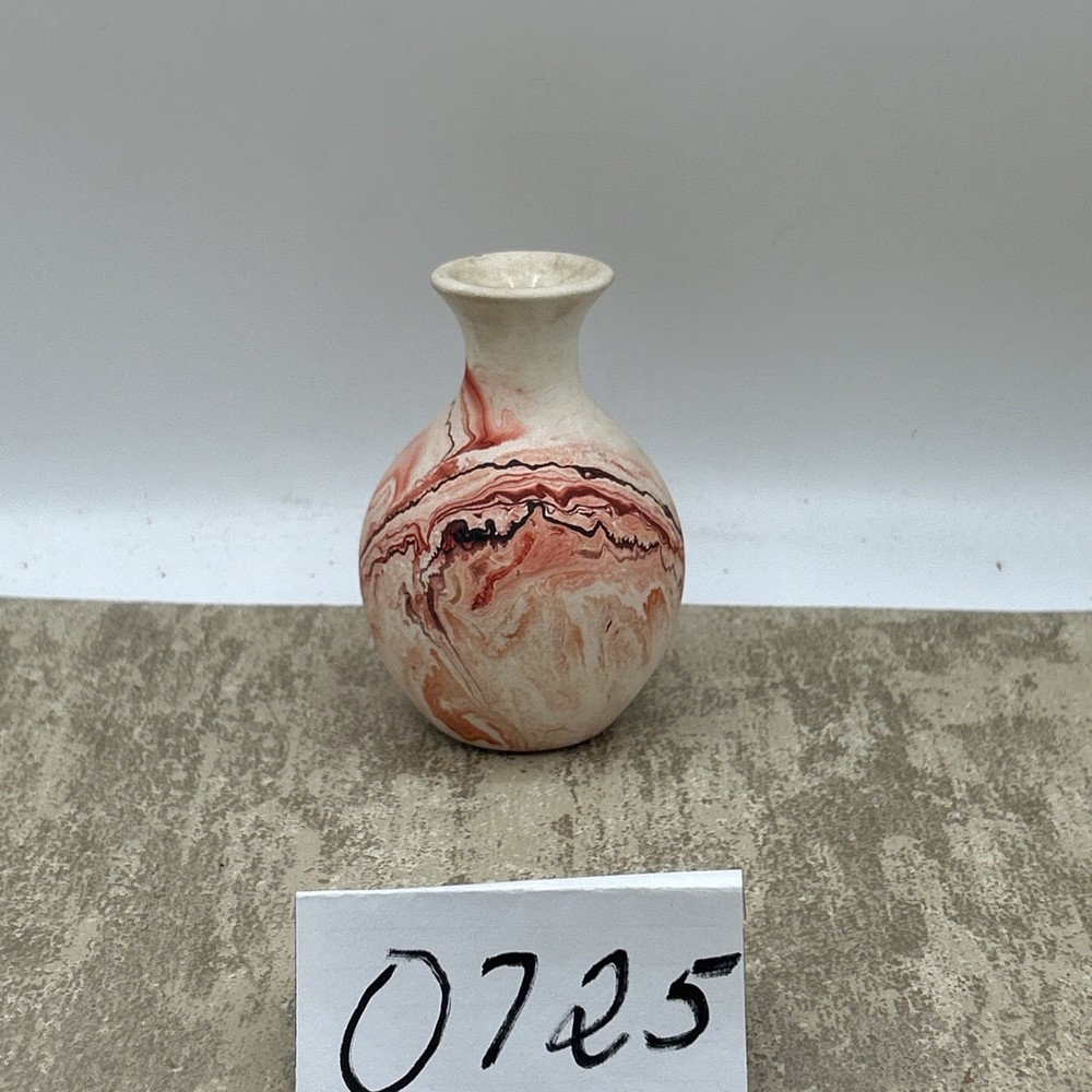 Small Vase With Black/Pink/Red Swirls