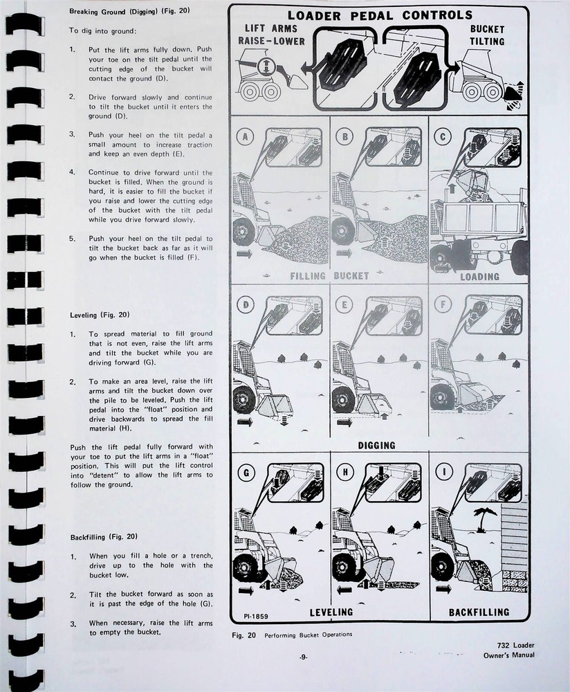 Bobcat 732 Skid Steer Loader Operators Owners Manual