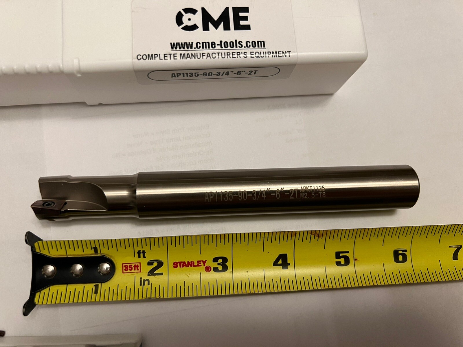 3/4” 90 degree indexable end mill 3/4x3/4x6” Extra 10 APKT1135 Inserts 506