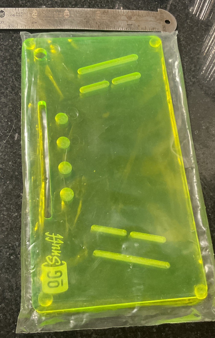 OG SNUFF Board V2 Acrylic Neon Green (UV) Translucent Snuff Tray Authentic 8x4”