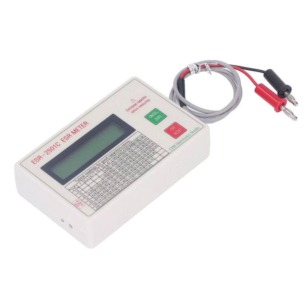 New High Accuracy Smart Shutdown Handheld ESR DCR Capacitor Tester Tool