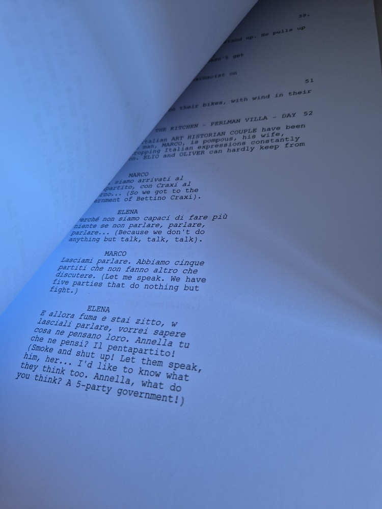 Call Me By Your Name Script Screenplay