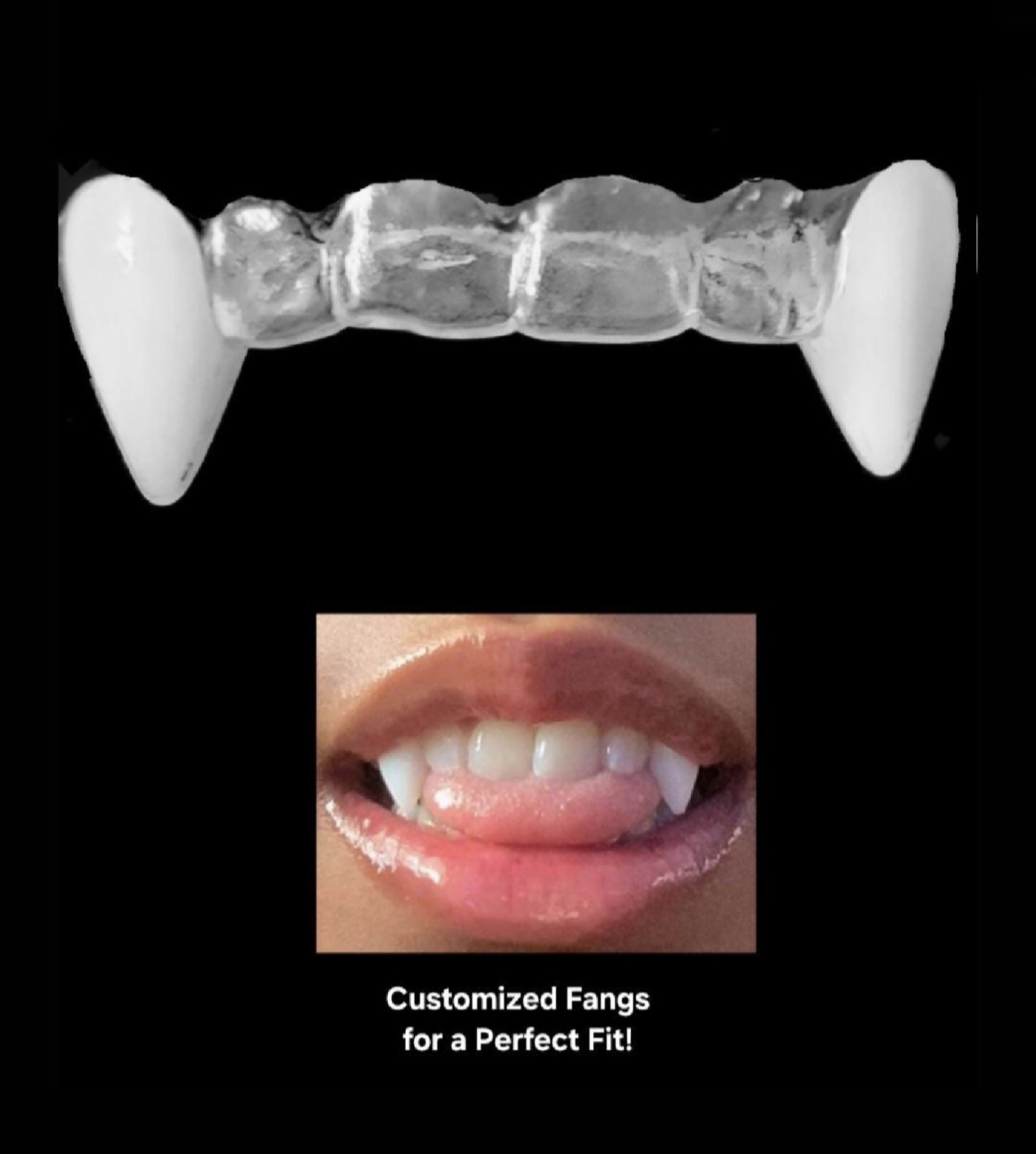 Custom  Retainer Upper with Vampire Fangs, made for a great fit. fast shipping.
