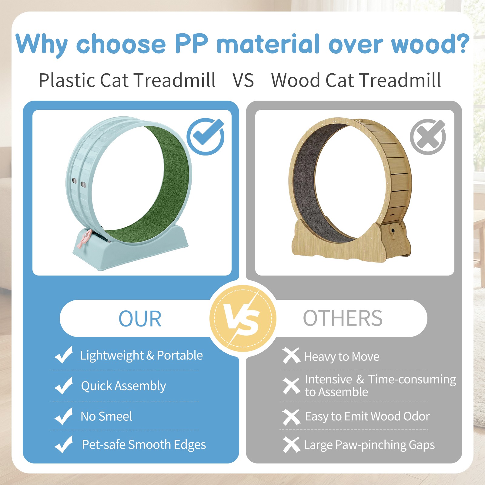 30in Cats Exercise Wheel with Lock Large Light Blue Treadmill Wheel for Indoor