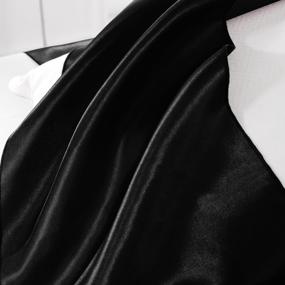 6 Pack 12x108 Black Satin Table Runner, Rectangular, Silk, Wedding, Banquet