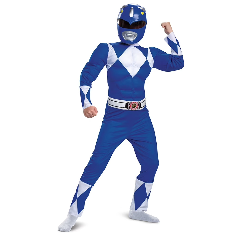 MIGHTY MORPHIN POWER RANGERS CLASSIC MUSCLE BOY'S COSTUME SMALL 4-6, BLUE RANGER