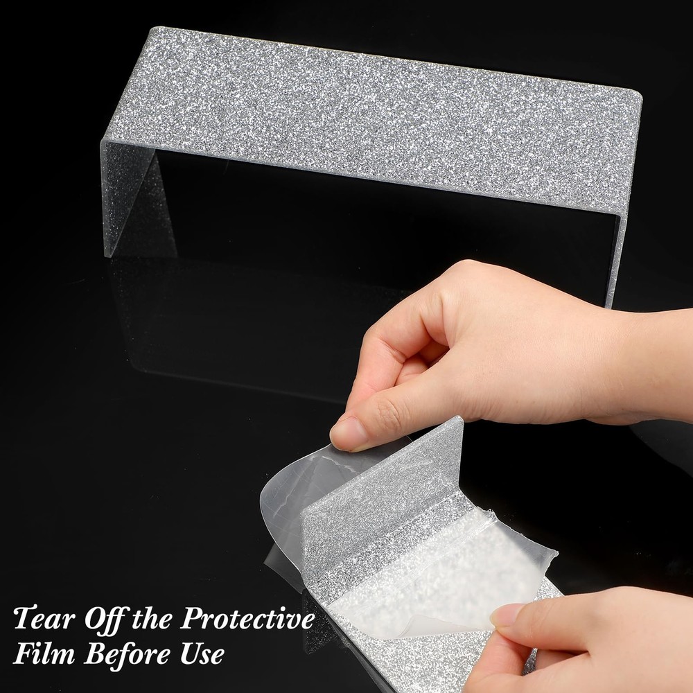2 Set Glitter Acrylic Display Stand 6 Pcs Rectangular Acrylic Thick Display S...
