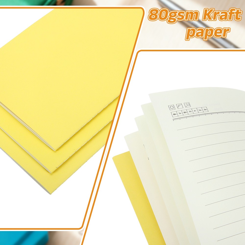 3 Pack A5 Notebook, A5 Journal Mini Notebook Pocket Kraft,Yellow