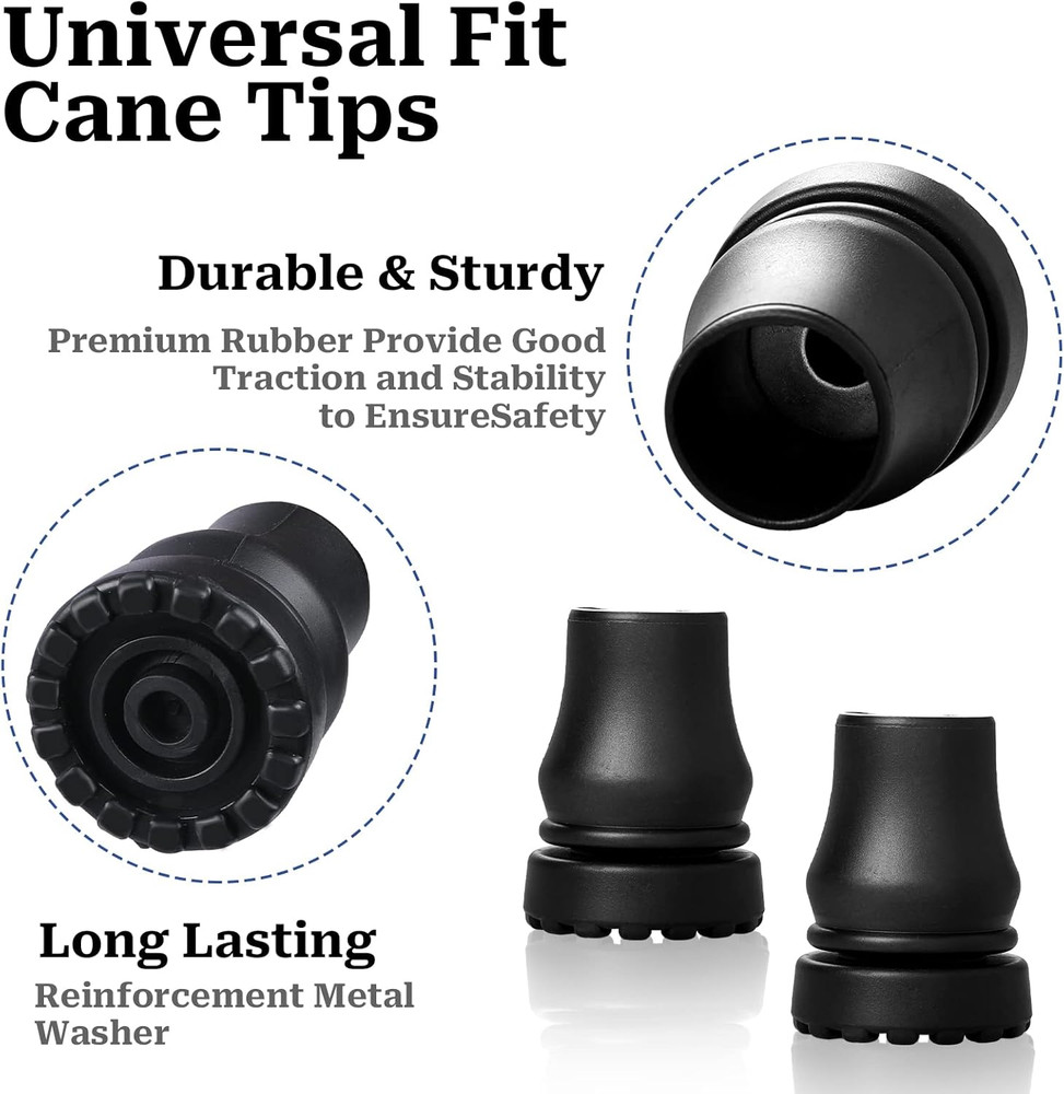 Cane Tips 5/8 Inch Heavy Duty, 2 Pack Walking Cane Tips Rubber Cane Tip Replacem