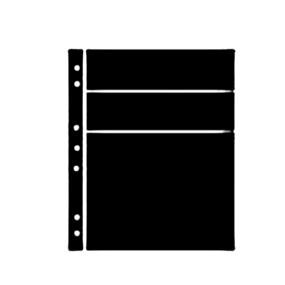Hagner 3-DIFF Mixed-Row Stamp Sheets - Black One-Sided Archival Pages 10-Pack