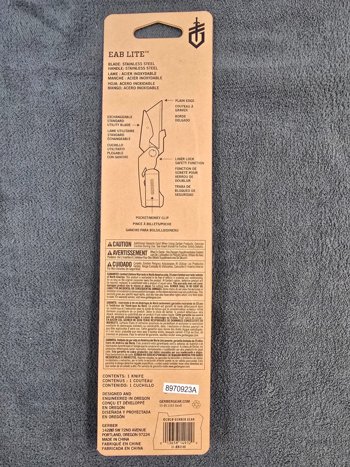 Eab Lite Silver Stainless Steel 5-6 In. Folding Knife