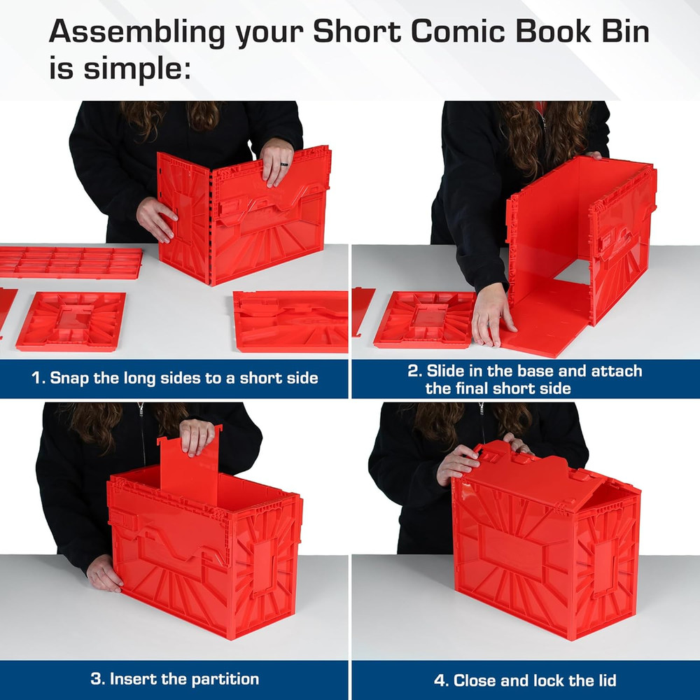 Red Comic Book Bin 2-Pack | Holds 150 Comics | Stackable & Acid-Free